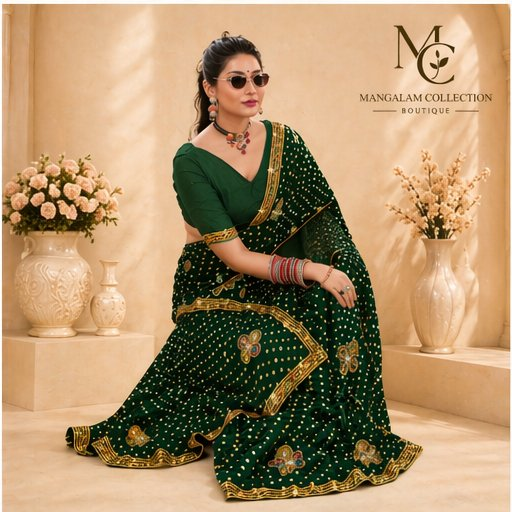 Green Bandhani Saree